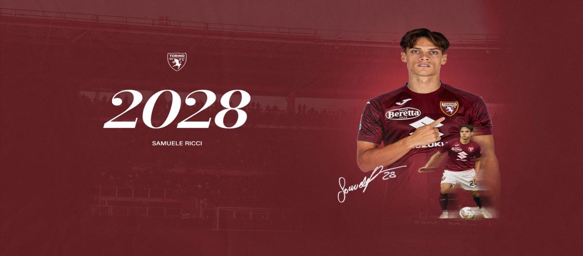 Torino completes contract extension with Italy international defensive midfielder Samuele Ricci..
