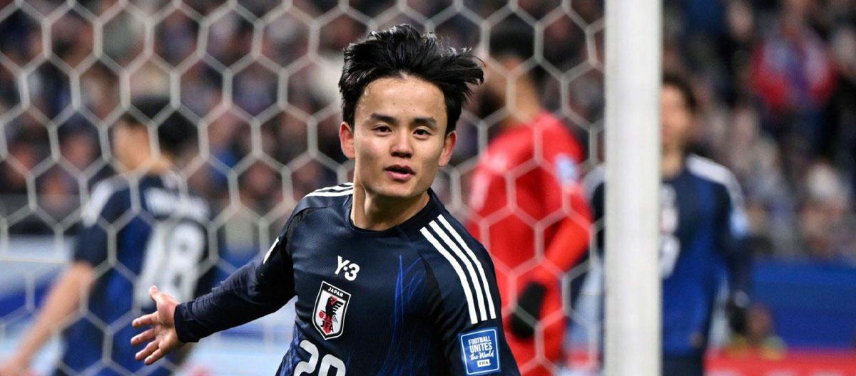 ◤FIFA World Cup in US-Canada-Mexico - Asian qualifiers◢ Takefusa Kubo scores and assists as Japan beat Bahrain 2-0 to become the first country to secure a spot in the tournament..