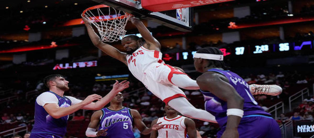 Durant scored 20 points in his debut, and Shin Kyung-hyeok 13 assists as the Rockets defeated the Jazz 140-127.