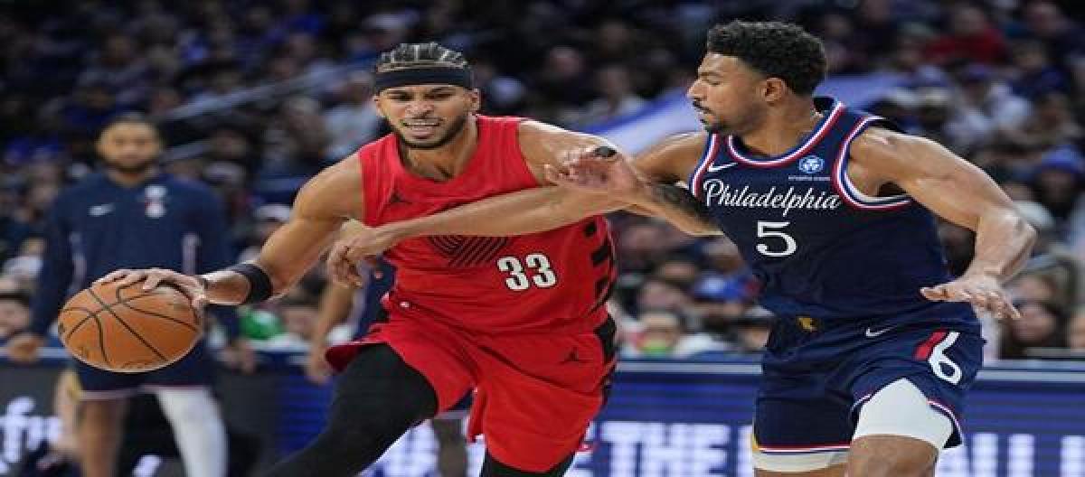 Grimes scored 31 points as the 76ers defeated the Trail Blazers 109-103.