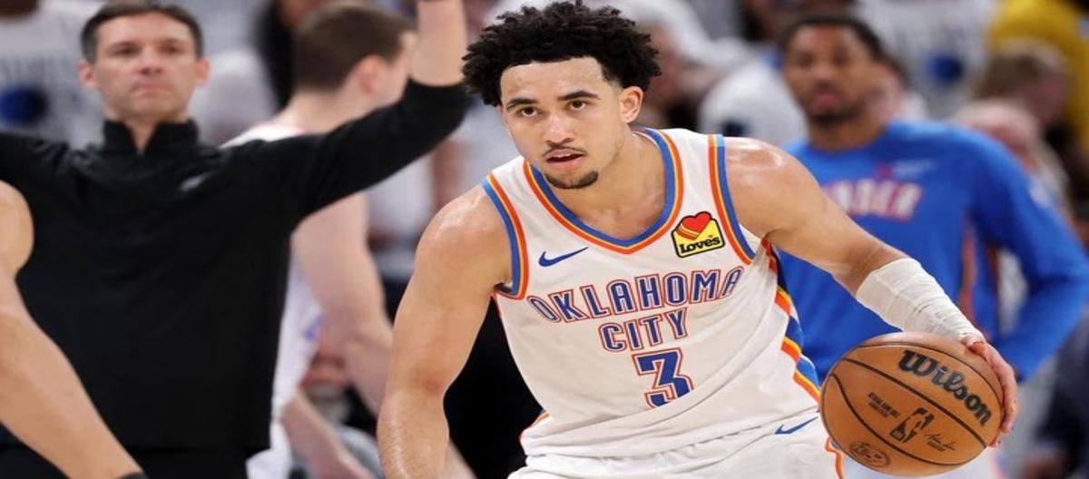 McCain starts his first playoff game, scoring 20 points to help the Thunder win.
