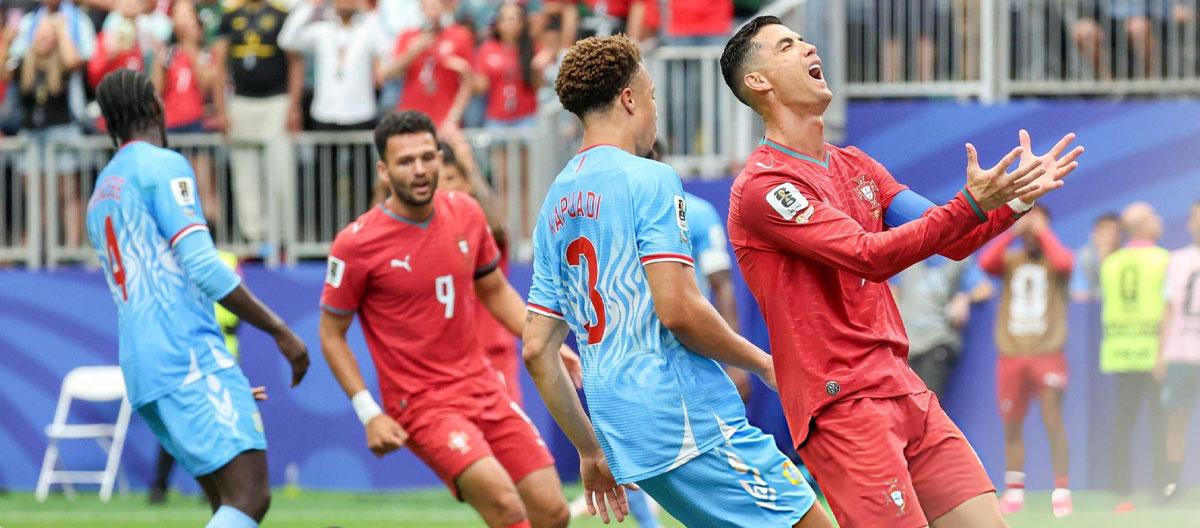 ◤FIFA World Cup in United States, Canada and Mexico◢ Cristiano Ronaldo misfire as Portugal were shockingly forced into a 1-1 draw by the Democratic Republic of Congo..
