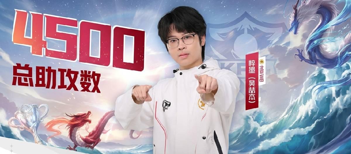 北京WB选手梓墨达成个人KPL职业生涯第4500次助攻成就