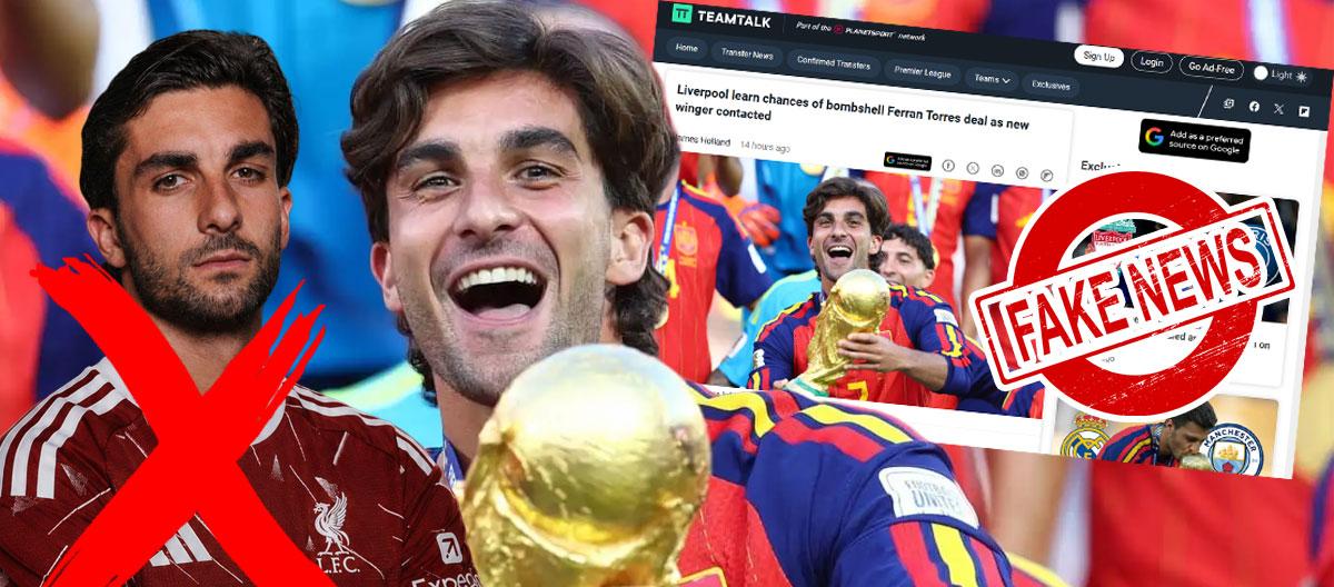 Team correspondent denies rumours claiming Liverpool is interested in signing Ferran Torres to replace Mohamed Salah..