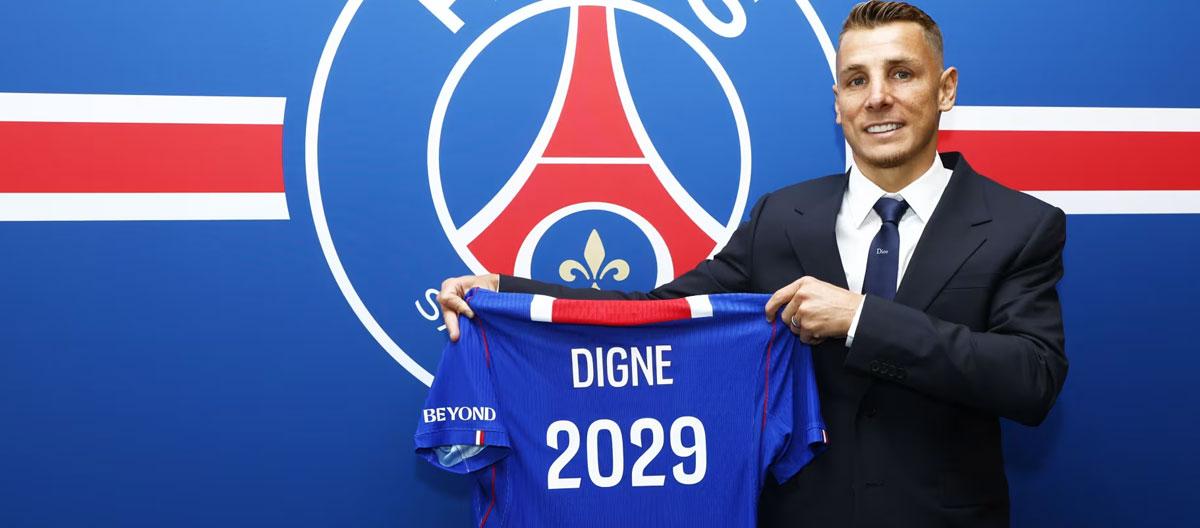Aston Villa's France international left wing-back Lucas Digne officially rejoins Paris Saint-Germain..
