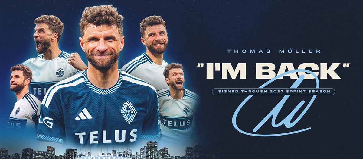 Official: Former Bayern Munich star Thomas Müller extends contract with Vancouver Whitecaps until June 2027.