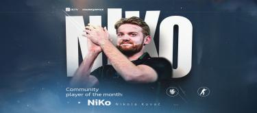 Falcons Rifler NiKo officially selected as HLTV and Thunderpick's Counter Strike 2 Community Player of the Month in February..