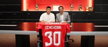 Manchester City attacker Echeverri has joined Benfica on loan, with an option to buy.